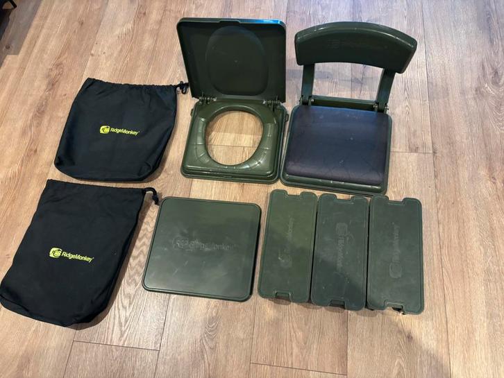 Ridgemonkey cozee seat + toilet + 3 x tackle box, Watersport en Boten, Hengelsport | Karpervissen, Gebruikt, Overige typen, Ophalen of Verzenden