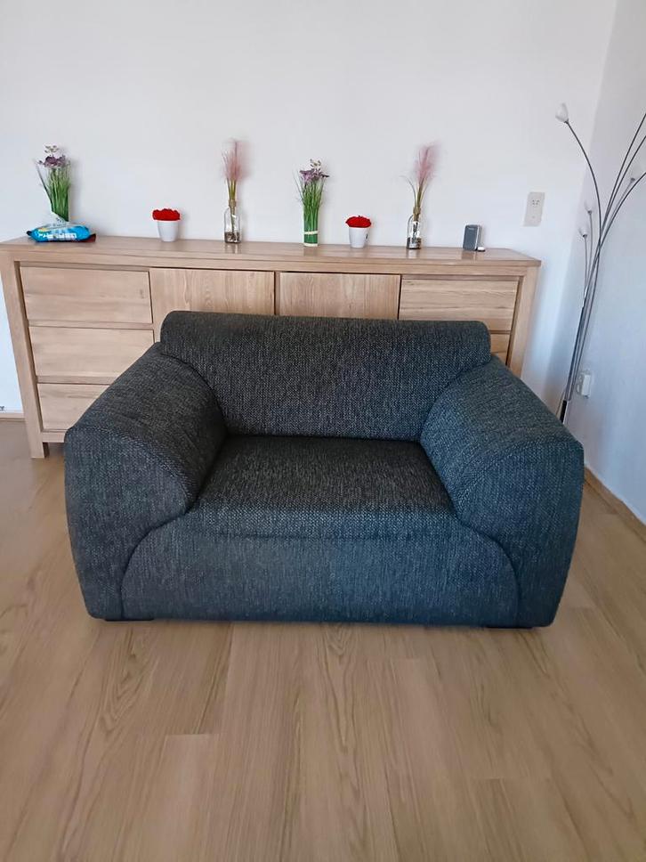 Antraciet Loveseat - Ribstof, Uitstekende Staat, Huis en Inrichting, Fauteuils, Zo goed als nieuw, Stof, 75 tot 100 cm, Minder dan 75 cm
