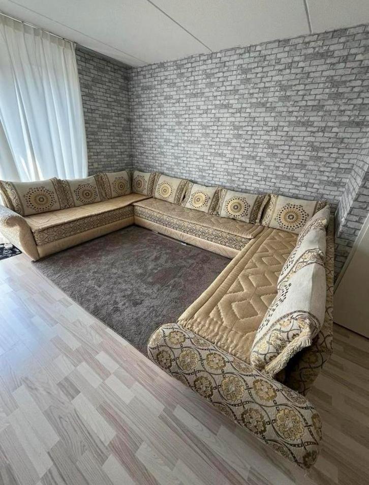 Bankstel marokkaans LUXE GOUD, Huis en Inrichting, Banken | Complete zithoeken, Zo goed als nieuw, Overige materialen, Ophalen of Verzenden
