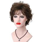 Moderne pruik kort krullend haar bruin kleur 8, Ophalen of Verzenden, Nieuw, Pruik of Haarverlenging