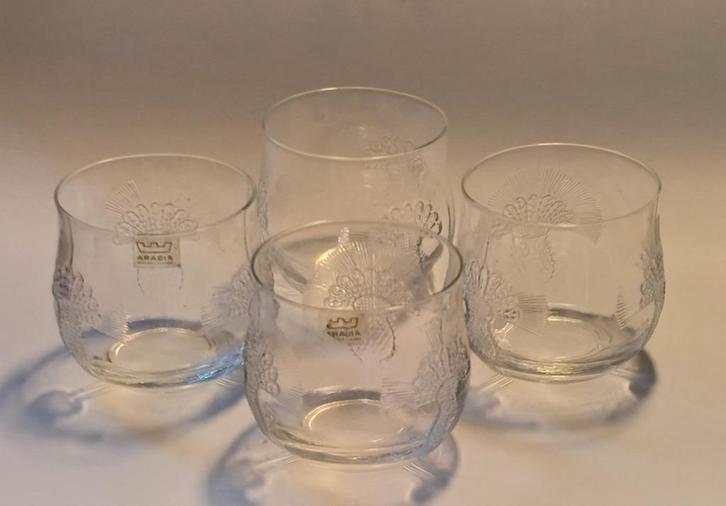 4 glazen Iittala Silja, Heikki Orvola,  1976., Antiek en Kunst, Antiek | Glas en Kristal, Ophalen of Verzenden