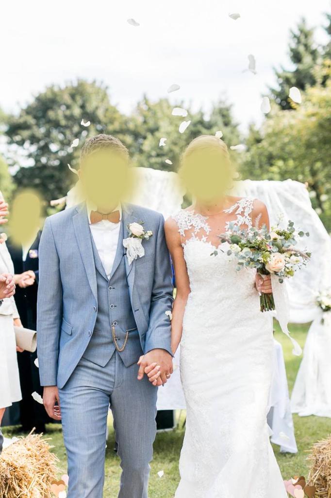 Trouwpak Immediate, vintage blue, Kleding | Heren, Trouwkleding en Trouwaccessoires, Zo goed als nieuw, Trouwpak, Overige kleuren