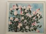Magnolia schilderij, Schilderij, Ophalen of Verzenden, Zo goed als nieuw, 50 tot 75 cm