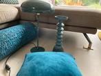 Lamp, kandelaar en kussen petrol blauw- Loods 5, Huis en Inrichting, Ophalen, Overige materialen, Blauw, Zo goed als nieuw