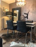 SPOED Vier eetkamer stoelen zwart kunstleer, Huis en Inrichting, Stoelen, Ophalen, Overige materialen, Gebruikt, Zwart