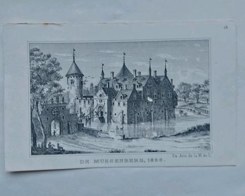 4 / De Mussenberg in 1626 - prent uit 19e eeuw, Antiek en Kunst, Kunst | Litho's en Zeefdrukken, Ophalen of Verzenden