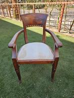 Vintage Houten Armstoel met Stoffen Zitting, Antiek en Kunst, Ophalen