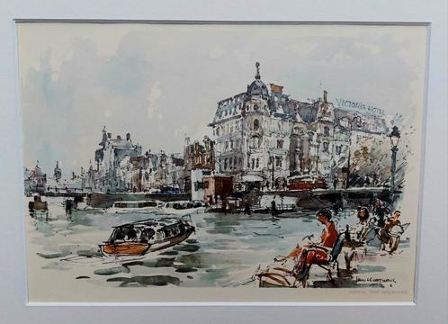 Jan Korthals ... Prins Hendrikkade/ Damrak ... Amsterdam., Antiek en Kunst, Kunst | Tekeningen en Foto's, Ophalen of Verzenden