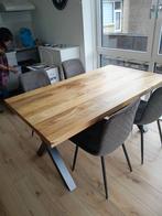 Mooie massieve eettafel met 4 stoelen, Ophalen, Zo goed als nieuw, Modern, 4 tot 6 stoelen