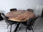Eettafel 1.30 m met 4 stoelen, 100 tot 150 cm, Rond, 50 tot 100 cm, Zo goed als nieuw