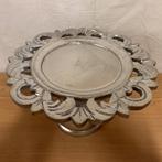 Brocante houten schaal - 20 cm - zilver- Nieuw bij TTM Wonen, Schaal, Rond, Nieuw, Info@ttmwonen.nl