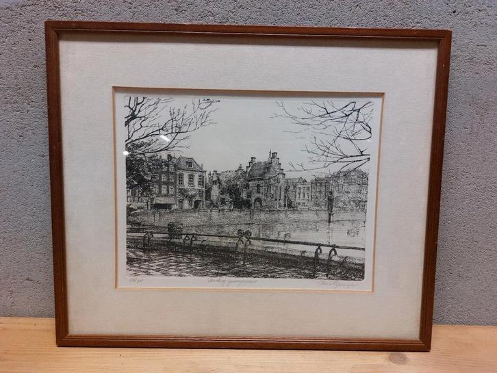 Ets Cornelis van Rijsewijk - Gevangenpoort Den Haag, Antiek en Kunst, Kunst | Etsen en Gravures, Ophalen of Verzenden