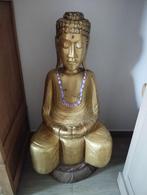 Unieke zeldzaam vol houten Boeddha beeld, Huis en Inrichting, Woonaccessoires | Boeddhabeelden, Ophalen of Verzenden