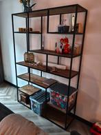 Stalen vakkenkast met mango houten planken, Ophalen, Met plank(en), 200 cm of meer, 150 tot 200 cm