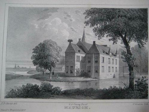 05 / Maurik   het Kasteel   Litho 1846, Antiek en Kunst, Kunst | Litho's en Zeefdrukken, Ophalen of Verzenden