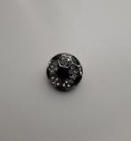 Voetbal zwart met strass steentjes drukknop 18mm voor snap, Verzenden, Nieuw, Zwart, Met strass