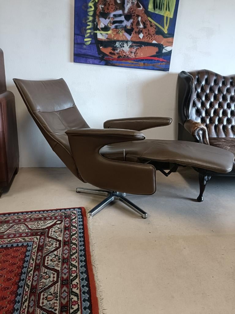 Degelijke Relax fauteuil, Ophalen, Minder dan 75 cm, Leer, Zo goed als nieuw
