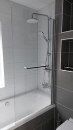 Scharnierend glazen badwand - Chroom, Ophalen, Zo goed als nieuw, Chroom, Douche