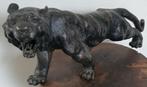 Beeld tijger gepatineerde antieke bronzen tijger brons, Antiek en Kunst, Antiek | Koper en Brons, Ophalen of Verzenden