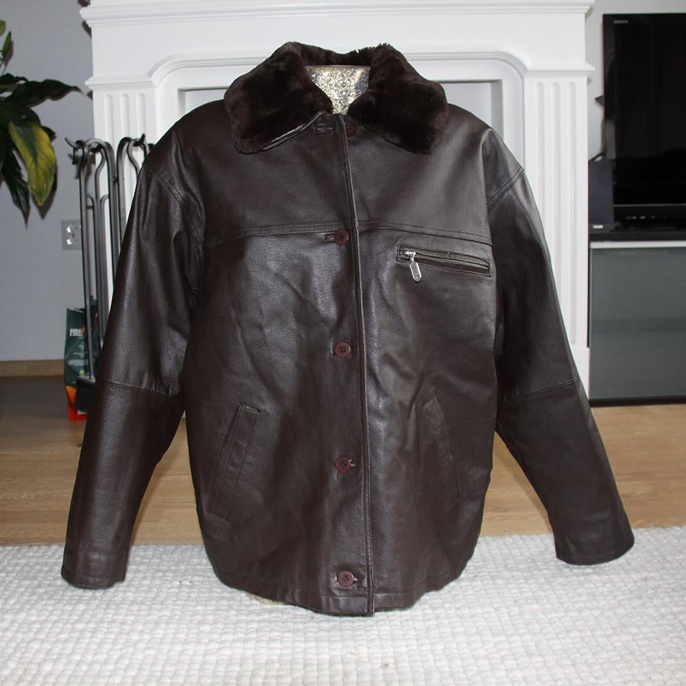 Warme Leren Casuals Jas (M) € 45,-, Maat 38/40 (M), Bruin, Ophalen of Verzenden, Zo goed als nieuw