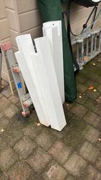 4 MASSIEVE TEAKHOUTEN TAFELPOTEN IZGS!!, Ophalen, Zo goed als nieuw, Rechthoekig, 50 tot 100 cm