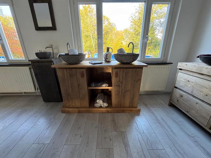 Badkamermeubel | 130 cm | Inclusief kranen en waskommen!, Huis en Inrichting, Badkamer | Badkamermeubels, Nieuw, Wastafelkast