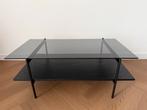 Zwarte 2laagse glazen/houten salontafel Westwing, Glas, 100 tot 150 cm, Zo goed als nieuw, Modern