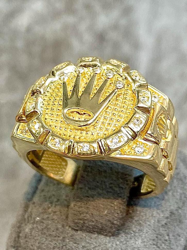 Gouden Rolex Ring 14k, Sieraden, Tassen en Uiterlijk, Ringen, Nieuw, Heer, 20 of groter, Goud, Goud, Met edelsteen, Ophalen of Verzenden