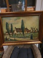 Schilderij: Landschap met boerderijen, Antiek en Kunst, Kunst | Schilderijen | Klassiek, Ophalen of Verzenden