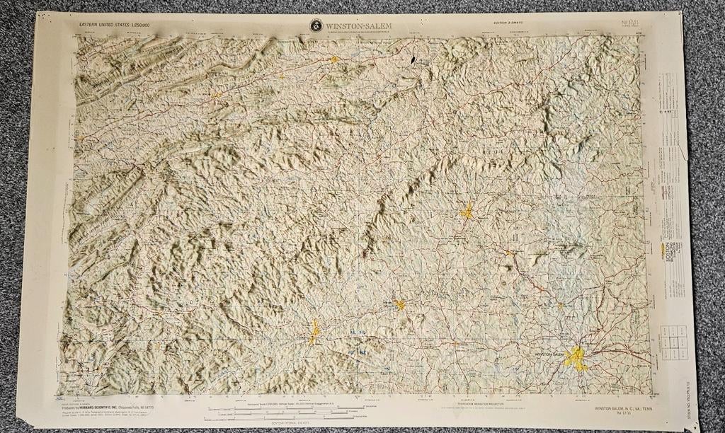 Winston Salem 3D landkaart, Boeken, Ophalen of Verzenden, 1800 tot 2000, Landkaart