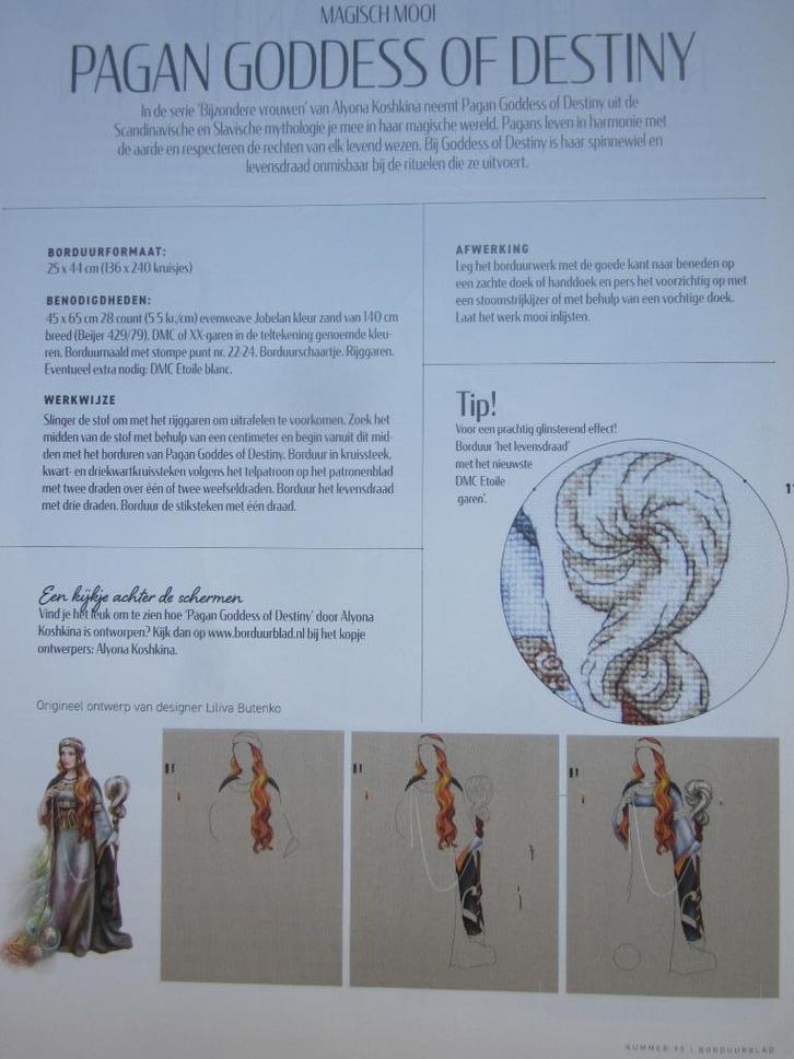 Borduur telpatroon PAGAN GODDESS OF DESTINY magisch mooi, Hobby en Vrije tijd, Borduren en Borduurmachines, Nieuw, Patroon, Handborduren