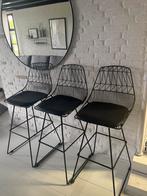 3 Preston barstoelen twv €600 zwart metaal NIEUW, Ophalen, Met voetsteun, Zo goed als nieuw, Metaal