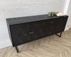 Magazijn Leegverkoop Dressoir zwart mangohout visgraat 200 c, Nieuw, Ophalen of Verzenden, Info@wkhome.nl, Argonweg 20 Amersfoort