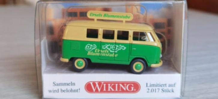 Wiking VW T1 (Typ 2) Bus Ursels Blumenstube met reclamebord, Hobby en Vrije tijd, Modelauto's | 1:87, Nieuw, Auto, Wiking, Ophalen of Verzenden