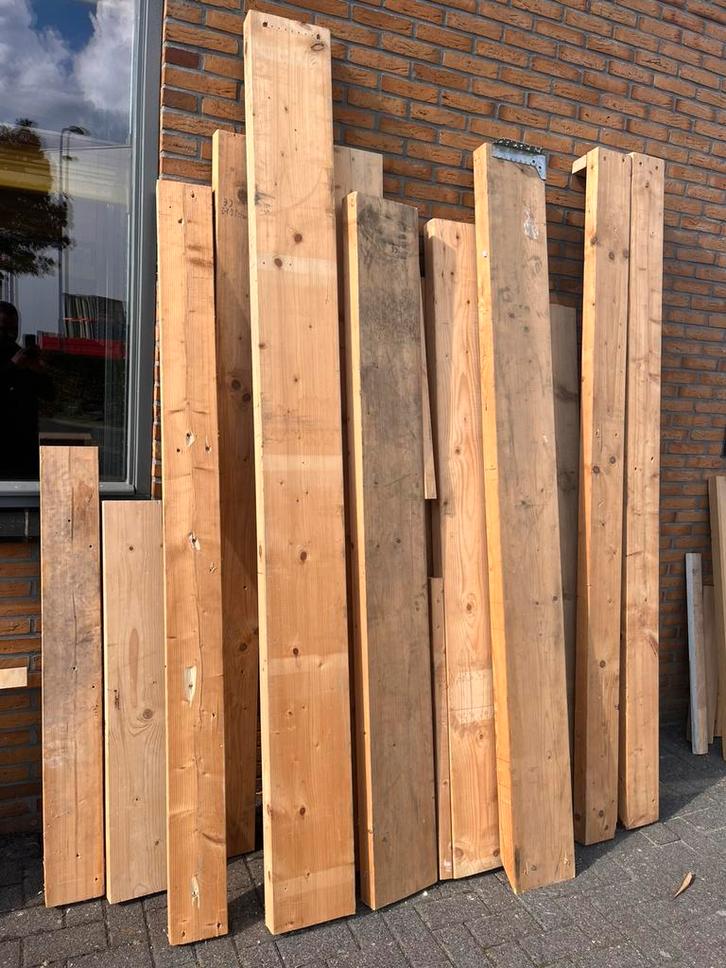 Vuren Houten balken eiken planken plaatmateriaal mdf, Doe-het-zelf en Verbouw, Hout en Planken, Zo goed als nieuw, Balk, Vuren