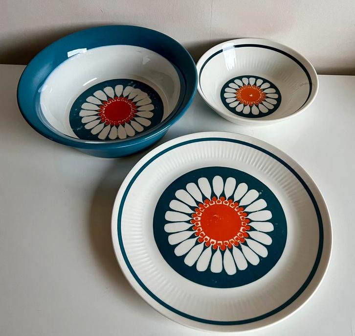 Set 3 Noors Turi Design Figgjo Daisy Schalen en Bord, Antiek en Kunst, Antiek | Servies los, Ophalen of Verzenden