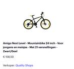 Amigo Next Level 24 inch Mountainbike - Zwart/Geel, Fietsen en Brommers, Fietsen | Jongens, Versnellingen, Ophalen of Verzenden