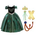 Frozen Anna jurk + Accessoires -Luxe Prinsessenjurk 92t/m152, Kinderen en Baby's, Carnavalskleding en Verkleedspullen, Nieuw, Meisje