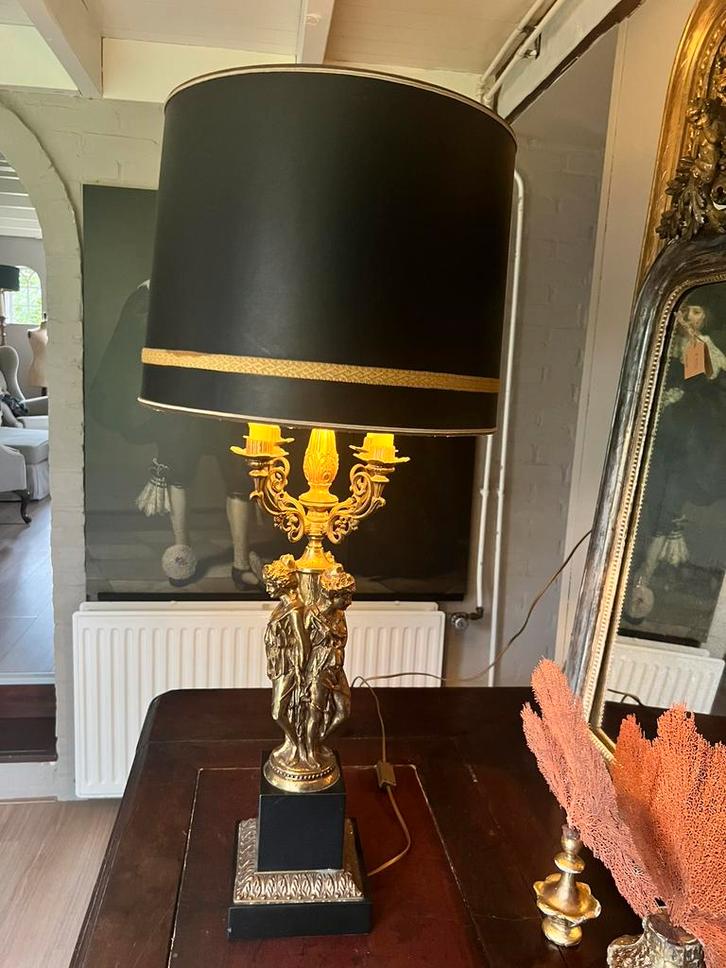 Stijlvolle Deknudt messing lamp 91 cm hoog, Huis en Inrichting, Lampen | Tafellampen, Zo goed als nieuw, 75 cm of meer, Metaal