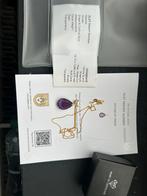 Ketting met hanger 18 karaat geel goud amethist, Ophalen of Verzenden, Zo goed als nieuw, Geel, Goud