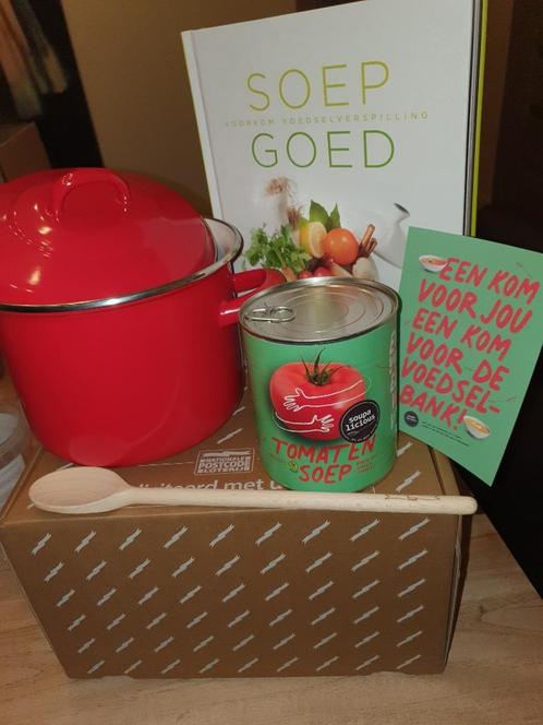 Postcodeloterij soeppakket: pan, boek, lepel, soep  NIEUW, Huis en Inrichting, Keuken | Servies, Nieuw, Overige stijlen, Overige materialen