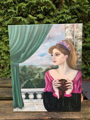 Olieverf portret op canvas beschikbaar voor biedingen