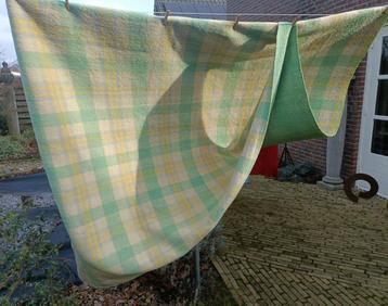 Vintage GROOT deken geel groen WOOLLY 100% wol 2.30x1.90 mt beschikbaar voor biedingen