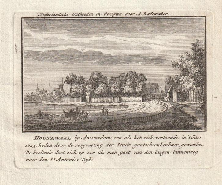 Houtewael bij Amsterdam gravure door A. Rademaker / Oetewaal, Antiek en Kunst, Kunst | Etsen en Gravures, Verzenden