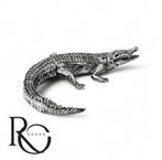 Zilveren krokodil miniatuur massief zilver, Antiek en Kunst, Ophalen of Verzenden, Zilver