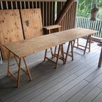 Atelier, tafels, schragen, tafelbladen, houten panelen, Huis en Inrichting, Ophalen, Gebruikt, 100 tot 150 cm, 50 tot 100 cm