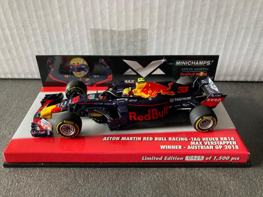 MINICHAMPS 1/43 MODELLINO AUTO F1 ASTON MARTIN RED BULL VERSTAPPEN AUSTRIA 2018