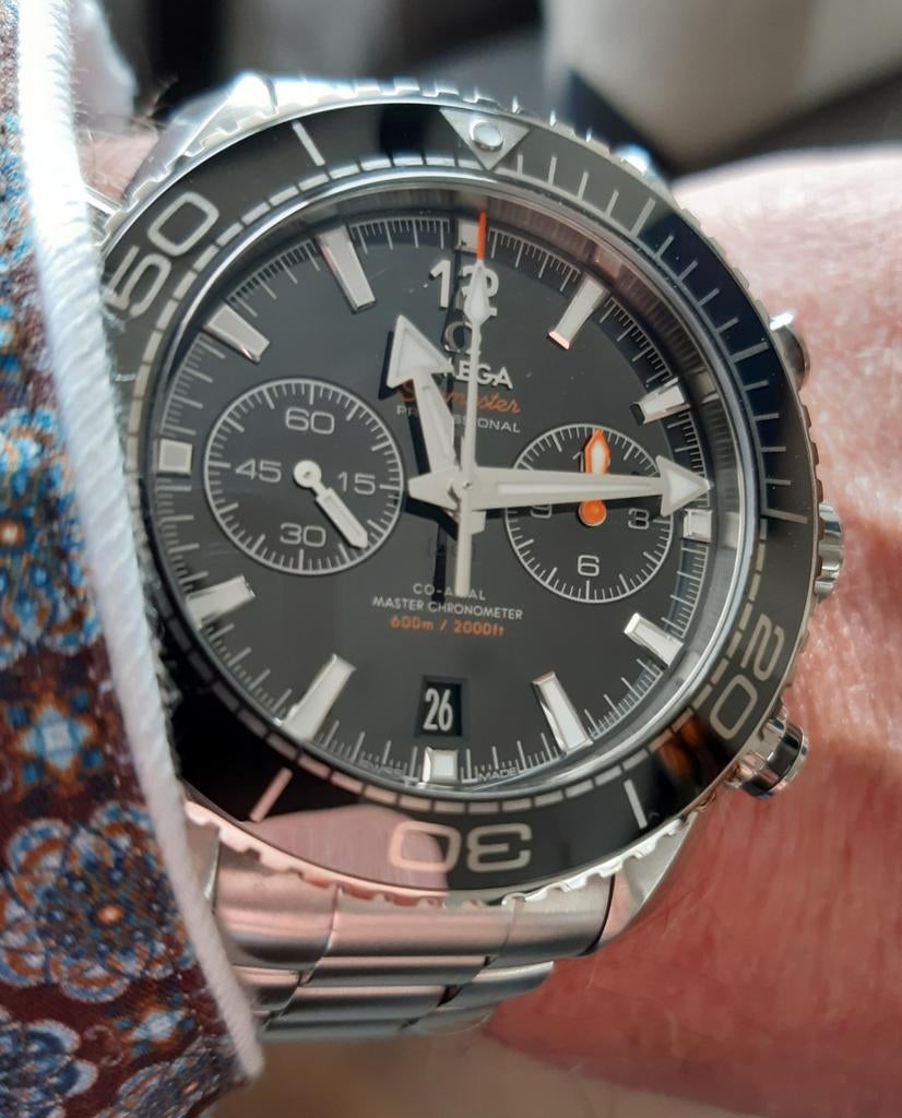 Omega Seamaster Planet Ocean Chronograph Saffier., Ophalen of Verzenden, Zo goed als nieuw, Staal, Omega