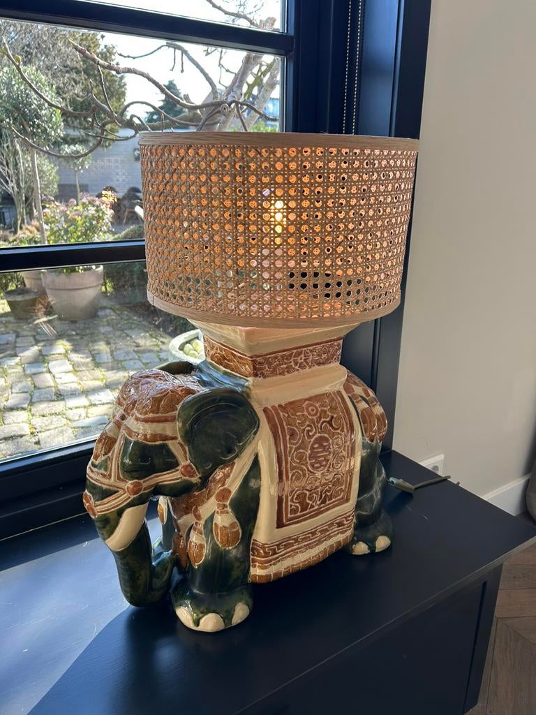 Olifantenlamp XXL - Kermamiek incl. lampenkap, Ophalen, Zo goed als nieuw, Overige materialen, 50 tot 75 cm