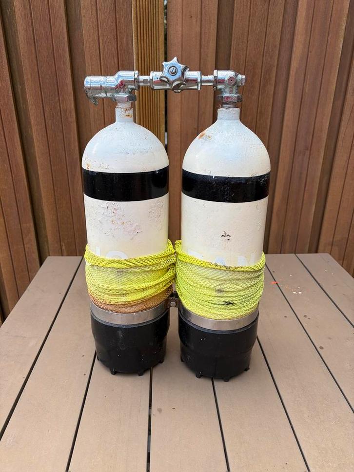 10 liter duikflessen set 2x5 liter, dubbel 5 liter, Watersport en Boten, Duiken, Gebruikt, Duikfles, Ophalen